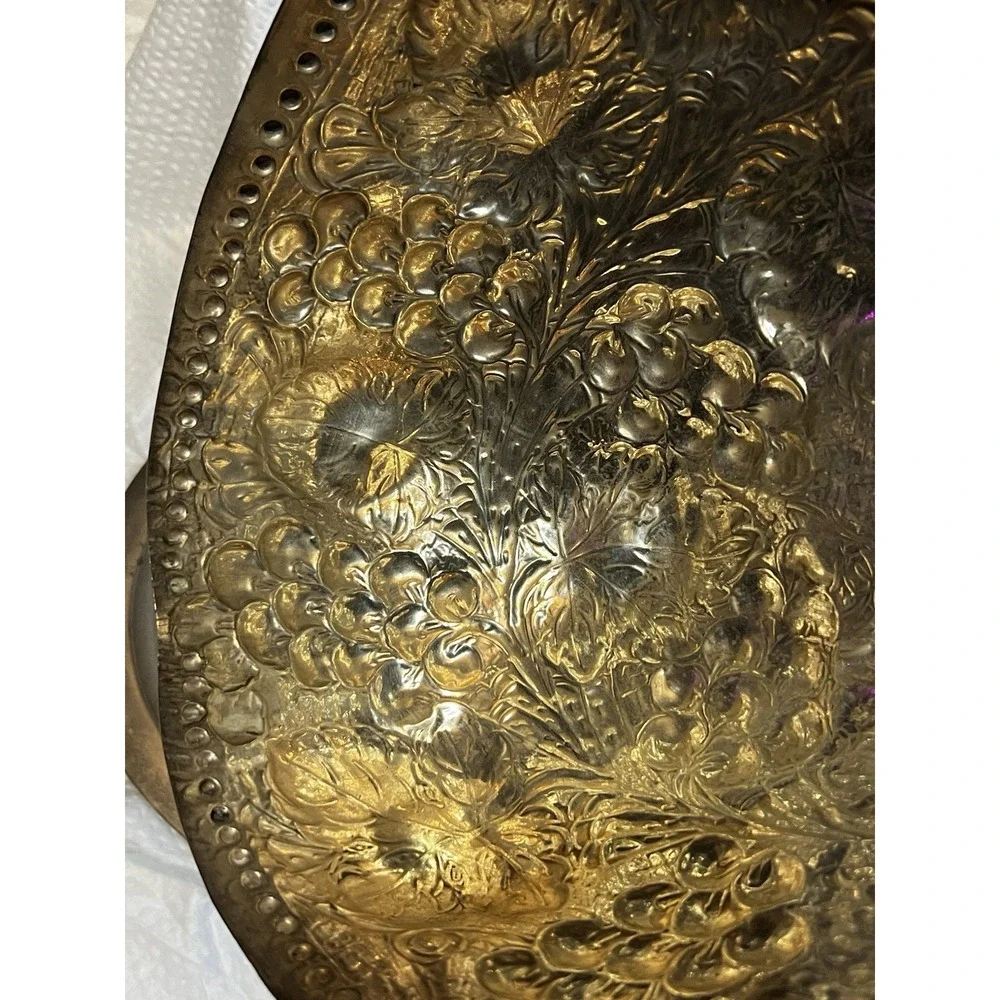 Art Nouveau Grape Leaf Meat‎ Dome Cover Silverplate Cloche – Rare Antique